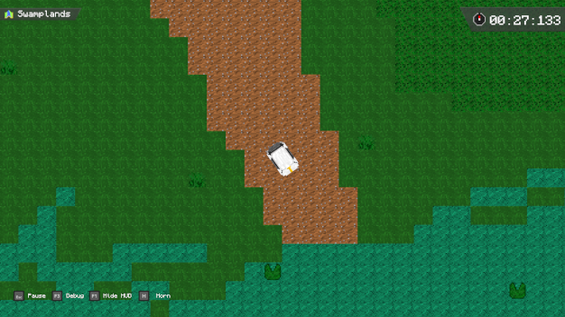 A screenshot of Hayley & Ray in the Lava Crossing platform, Hayley is surrounded on a stone island surrounded mostly by lava.